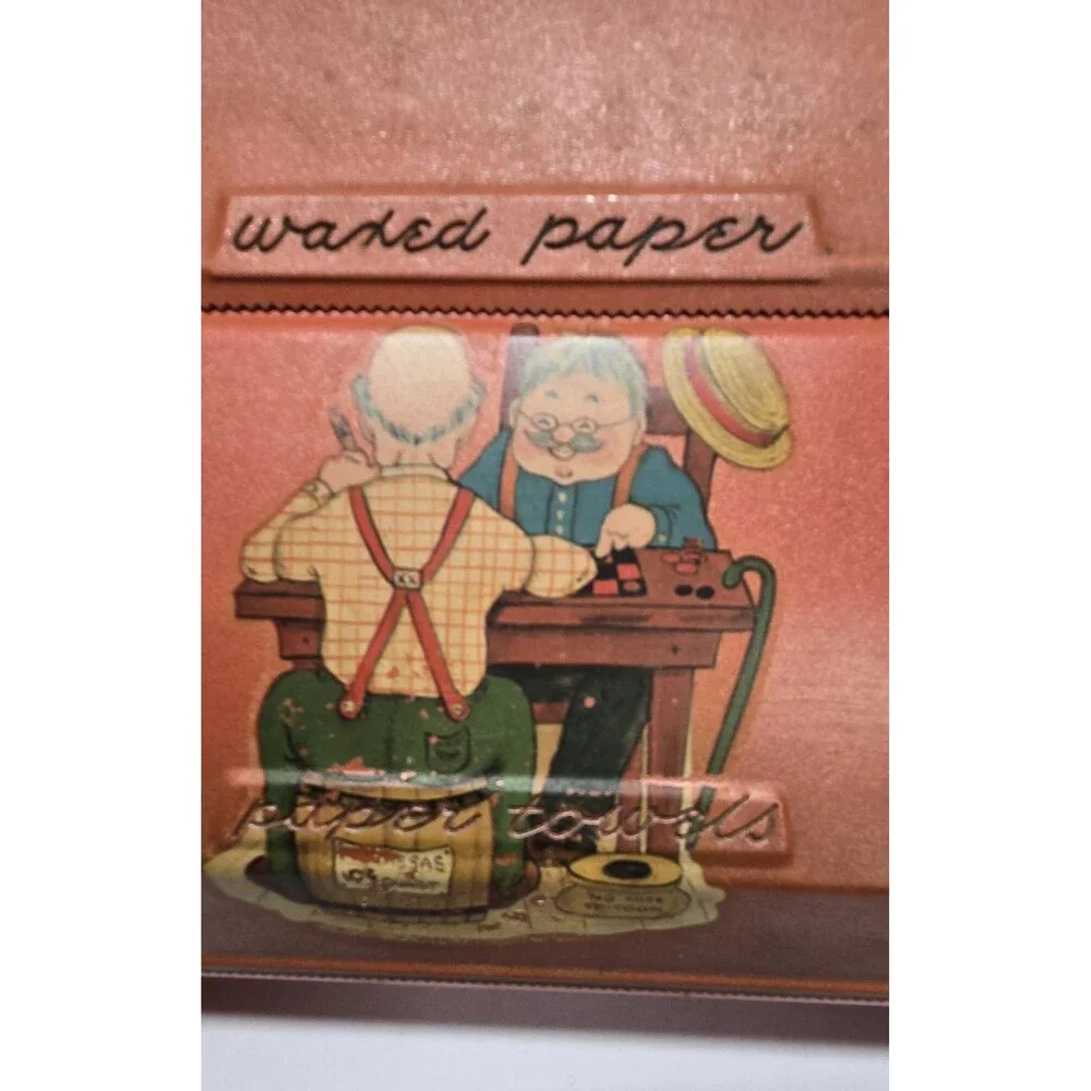 Vintage Red Metal Dispenser Paper Towel Wax Aluminum Foil Holder Wall Hanging